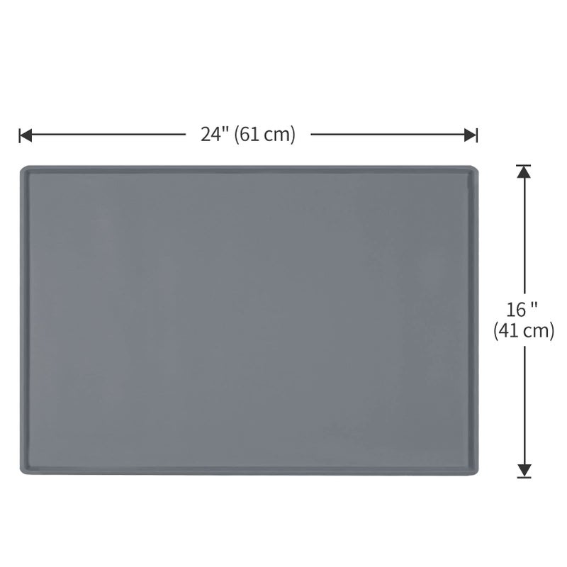 EIOKIT Dog Food Mat,Silicone Waterproof Food Tray,Non Slip Pet Bowl Mats Placemat,0.6" Raised Edge,Suitable for Most Small and Medium Sized Pets,24" x 16" - Image 5